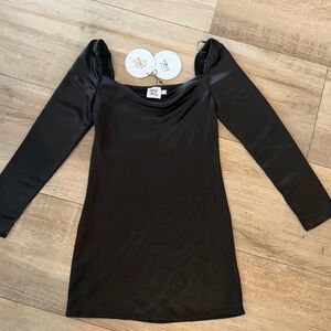 Princess Polly Luxe Black Satin Mini Dress